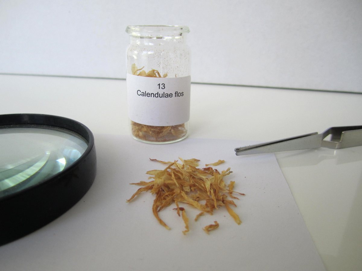 Apotheke mit Laborarbeitsplatz und Waage zur Herstellung von Teemischungen